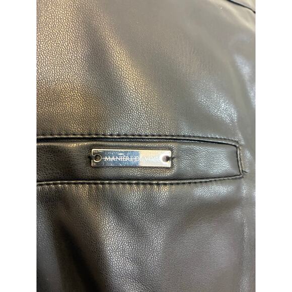 Maniere De Voir Vegan Leather Popper Trousers Black Side Snap 6 Love Island Goth - Picture 5 of 7